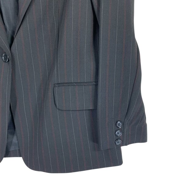 wool blend 2 piece set pinstripe womens suit blazer sz12 pants SZ 8 LOUBEN - Picture 11 of 16